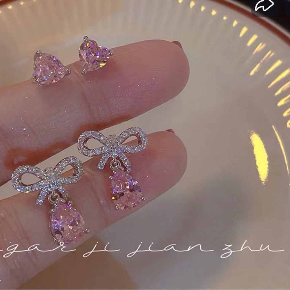 Elegant Pink Bow Earrings